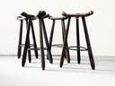 2 Spanischen Brutalistisch Barhocker Stühle Stool Holz Chair