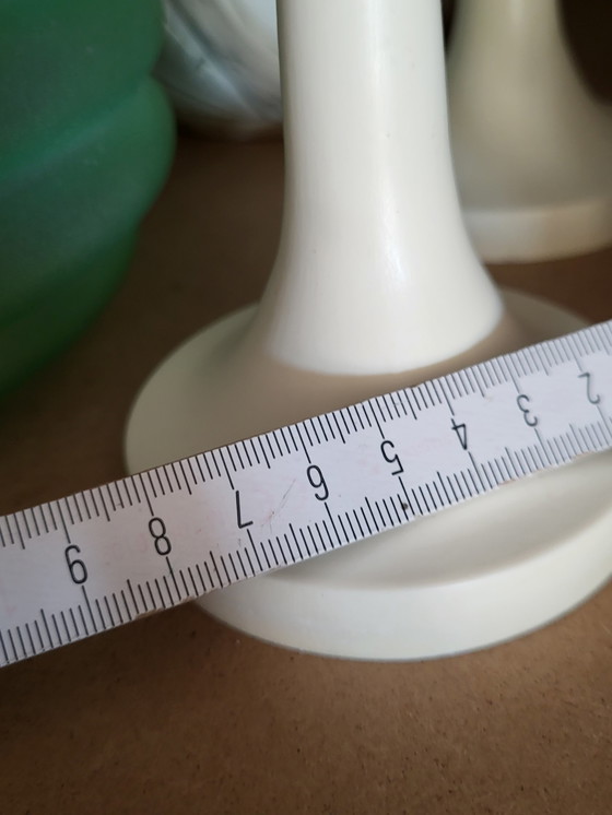 Image 1 of Space-Age-Tischlampenset mit ovalem Glasschirm und Kunststoffsockel, 1960er Jahre