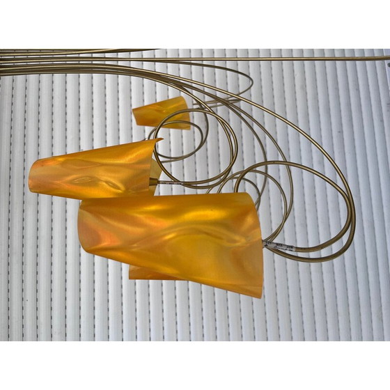 Image 1 of Hängeleuchte aus vergoldetem Metall von Maison le Dauphin, 1990