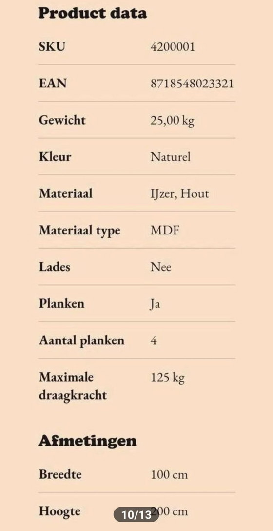 Image 1 of Dutchbone Industrielles Bücherregal aus Holz