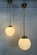 2x art deco hängeleuchte opalin und messing