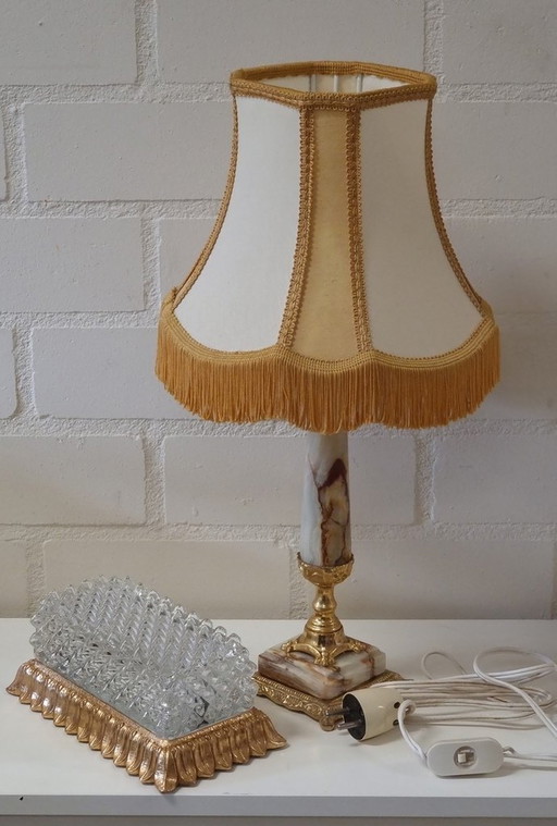 2138 Hollywood Regency Tischlampe aus Marmor