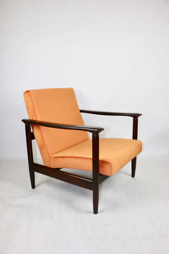 Image 1 of Gfm-142 Loungesessel aus orangefarbenem Samt von Edmund Homa, 1970er Jahre - Satz mit 2 Sesseln