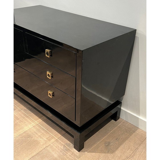 Image 1 of Schwarze Lackkommode, Vintage, von Guy Lefèvre für Maison Jansen, 1970