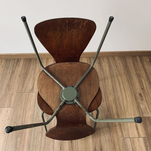 Paar alte 3107 Bugholzstühle von Arne Jacobsen