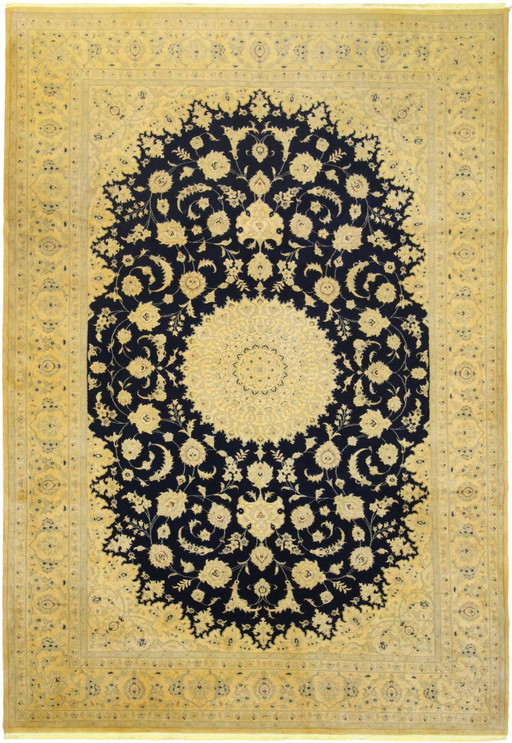 Original Handgeknüpfter Perserteppich Nain 9 La Fein Mit Seide 317 X 208 Cm Top Zustand