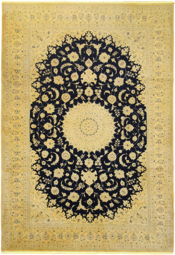 Image 1 of Original Handgeknüpfter Perserteppich Nain 9 La Fein Mit Seide 317 X 208 Cm Top Zustand