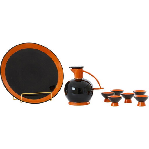 Keramische Likördose von Dante Baldelli für Rometti Umbertide, Italien 1930