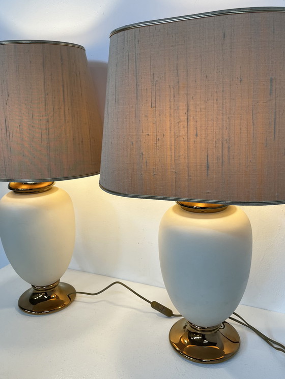 Image 1 of 2 italienische Bosa 24kt vergoldete Lampen aus den achtziger Jahren