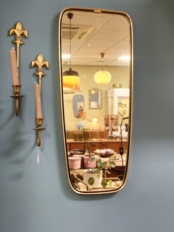 Image 1 of Vintage Wandspiegel Spiegel Messing Gold