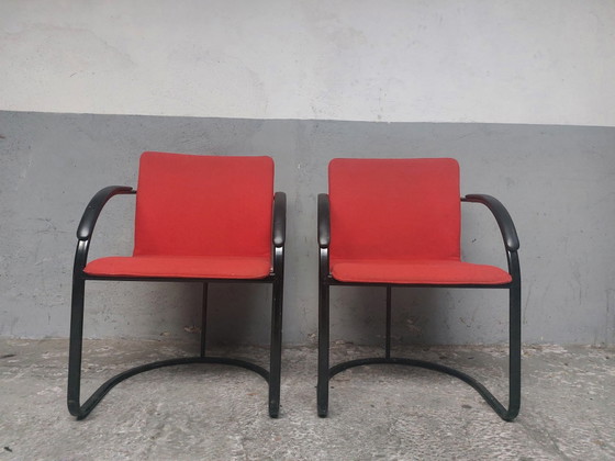 2 rote Esszimmerstühle – Sessel, Metal, Vintage (photo 8 of 8)