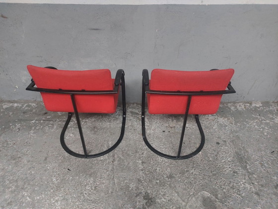 2 rote Esszimmerstühle – Sessel, Metal, Vintage (photo 2 of 8)