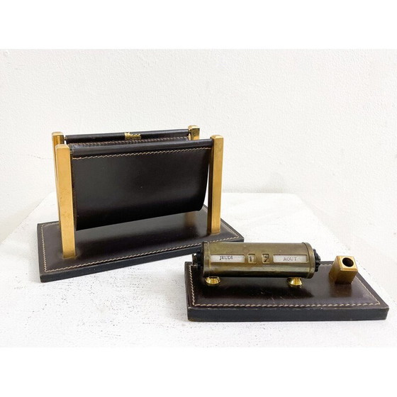 Image 1 of Brief- und Kalenderhalter aus Leder, Belgien 1970