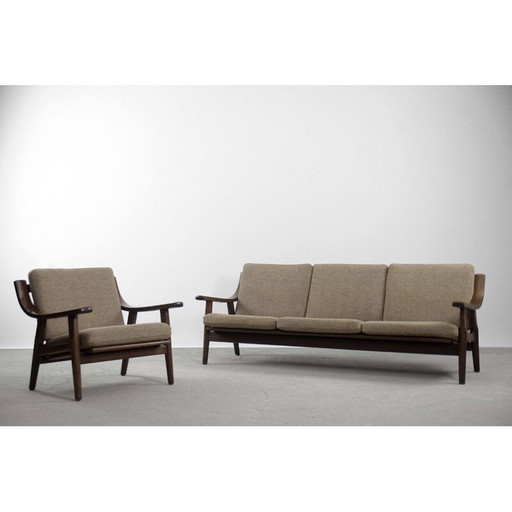 Paar Mid Century 3-Sitzer Sofa & Sessel von Hans J. Wegner für Getama Skandinavisch 1960er Jahre