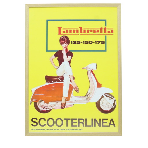 Vintage gerahmtes Lambretta-Poster