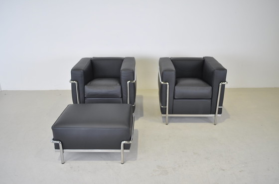Image 1 of 2x Cassina LC2 Sessel + Fußhocker/Ottomane neu
