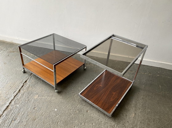 Image 1 of 1960'S Mid-Century Modern Drinks Trolley und passender Couchtisch von Mda (Miller Design Associates)