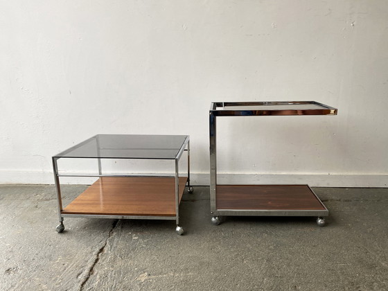 Image 1 of 1960'S Mid-Century Modern Drinks Trolley und passender Couchtisch von Mda (Miller Design Associates)