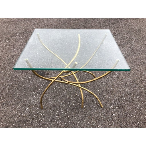 Vintage Couchtisch aus Glas und vergoldetem Metall, 1970