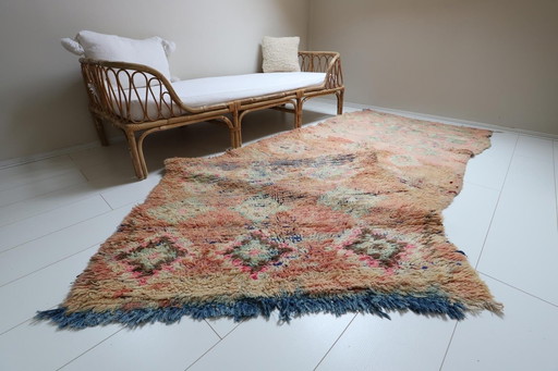 Handgefertigter Vintage Läufer Wolle 318x118cm Berberteppich