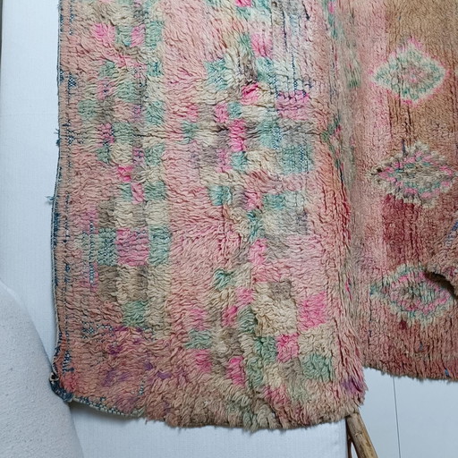 Handgefertigter Vintage Läufer Wolle 318x118cm Berberteppich