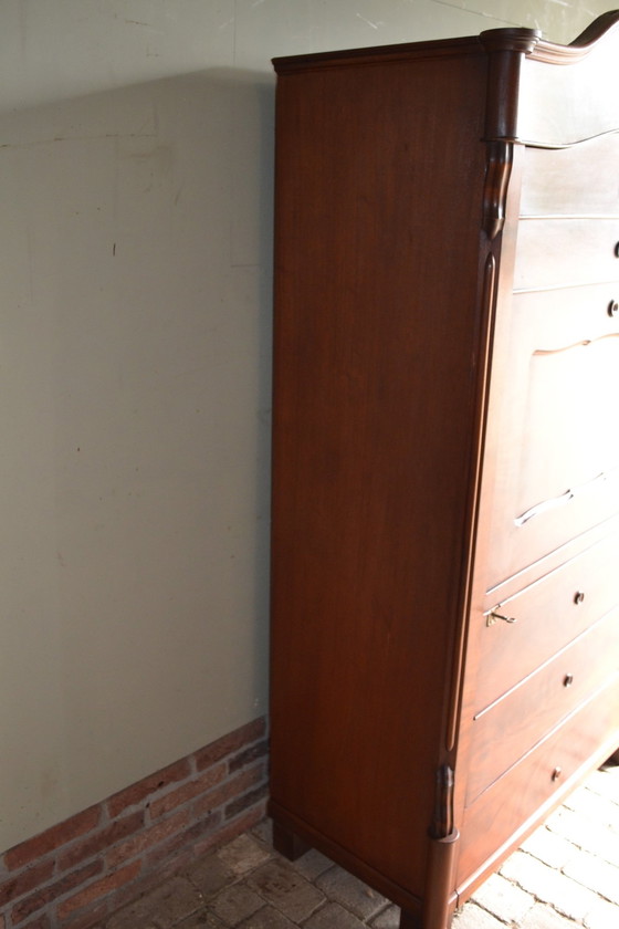 Image 1 of Vintage Mahagoni Eendeurs Sekretär Schrank