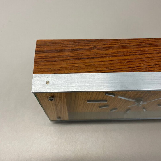 Image 1 of Vintage Tischuhr aus Teakholz und Metall von Zentra, Deutschland 1970er Jahre