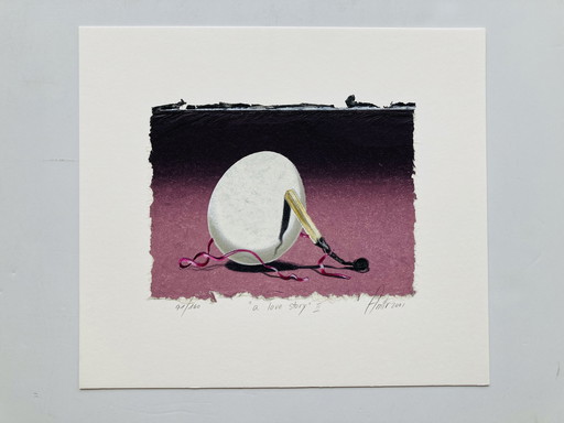 Sharon Amir - Vintage-Siebdruck-Ei - "Eine Liebesgeschichte I I" - Z L