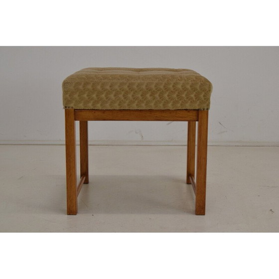 Image 1 of Vintage Hocker aus Stoff und Holz, Tschechoslowakei 1960