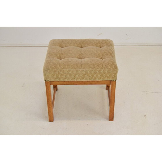 Image 1 of Vintage Hocker aus Stoff und Holz, Tschechoslowakei 1960