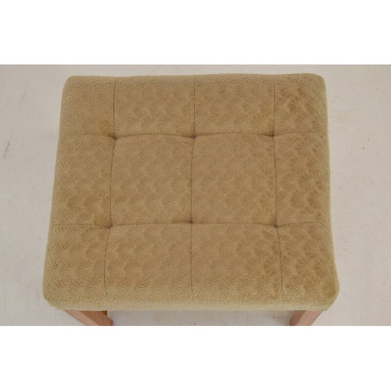 Image 1 of Vintage Hocker aus Stoff und Holz, Tschechoslowakei 1960