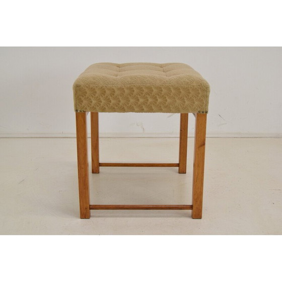 Image 1 of Vintage Hocker aus Stoff und Holz, Tschechoslowakei 1960