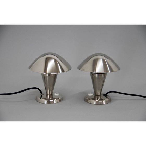 Image 1 of Paar alte "Bauhaus"-Tischlampen aus vernickeltem Stahl, 1930