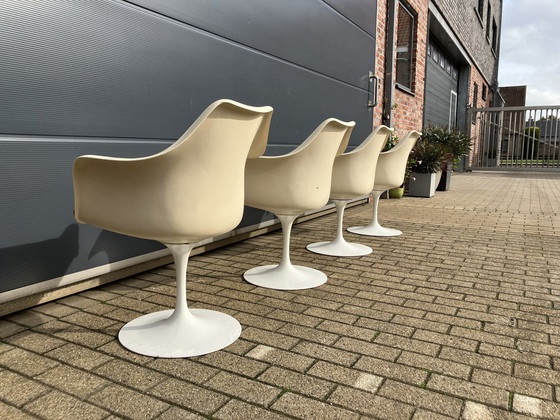 Image 1 of 4X Original Knoll Tulip Drehstühle mit Armlehnen Eero Saarinen