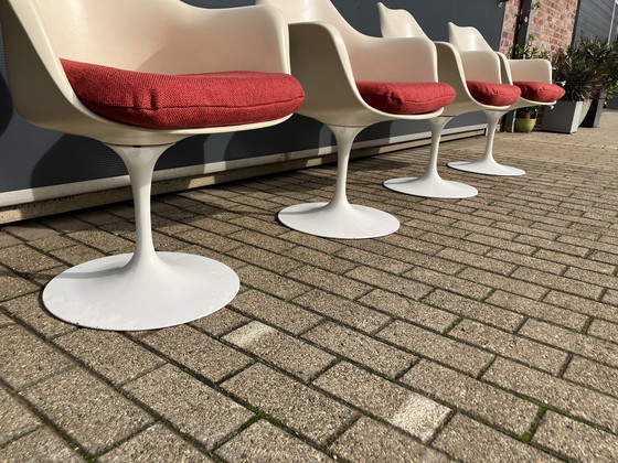 Image 1 of 4X Original Knoll Tulip Drehstühle mit Armlehnen Eero Saarinen