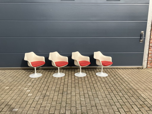 4X Original Knoll Tulip Drehstühle mit Armlehnen Eero Saarinen