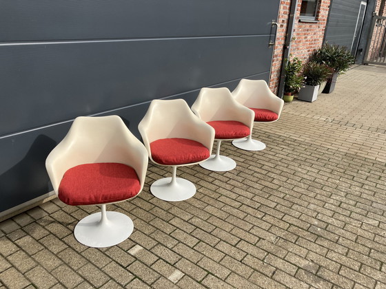 Image 1 of 4X Original Knoll Tulip Drehstühle mit Armlehnen Eero Saarinen