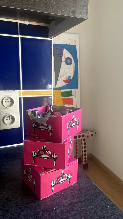 3x vintage Stoff Nagel Kerzenleuchter