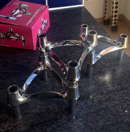 3x vintage Stoff Nagel Kerzenleuchter