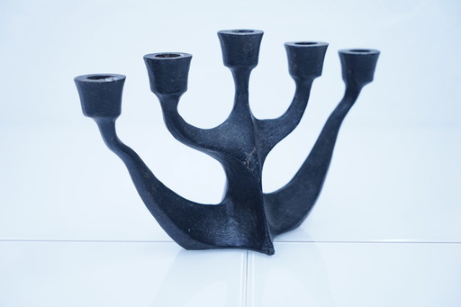 Brutalistischer Vintage Kerzenständer mit Blumenmuster, 1960er 