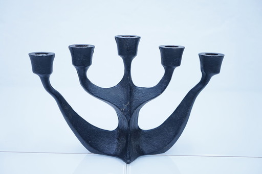 Brutalistischer Vintage Kerzenständer mit Blumenmuster, 1960er 