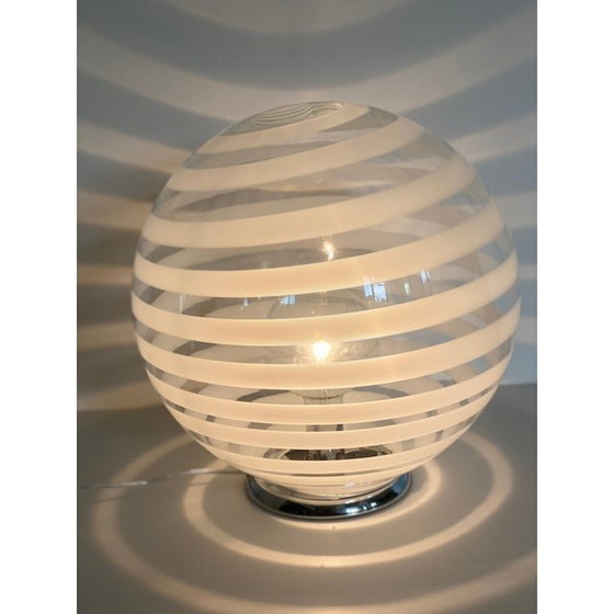 Image 1 of Zeitgenössische Tischlampe aus weißem Muranoglas