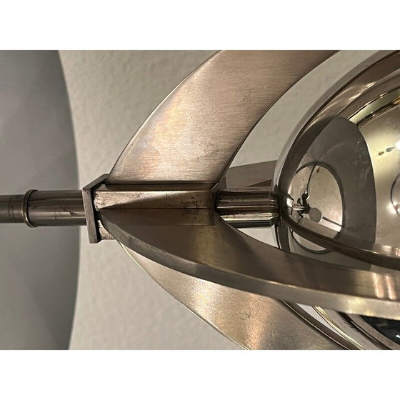 Image 1 of Paar Vintage-Tischlampen "Ogive" aus gebürstetem Stahl für Maison Charles, Frankreich 1970