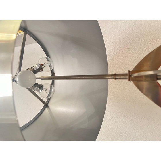 Image 1 of Paar Vintage-Tischlampen "Ogive" aus gebürstetem Stahl für Maison Charles, Frankreich 1970