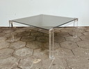 Transparenter Couchtisch mit Glasplatte, 1970er Jahre