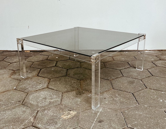 Image 1 of Transparenter Couchtisch mit Glasplatte, 1970er Jahre