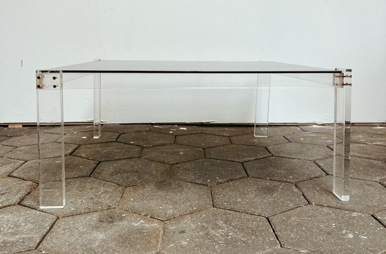 Image 1 of Transparenter Couchtisch mit Glasplatte, 1970er Jahre