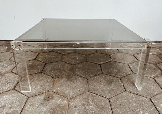 Image 1 of Transparenter Couchtisch mit Glasplatte, 1970er Jahre