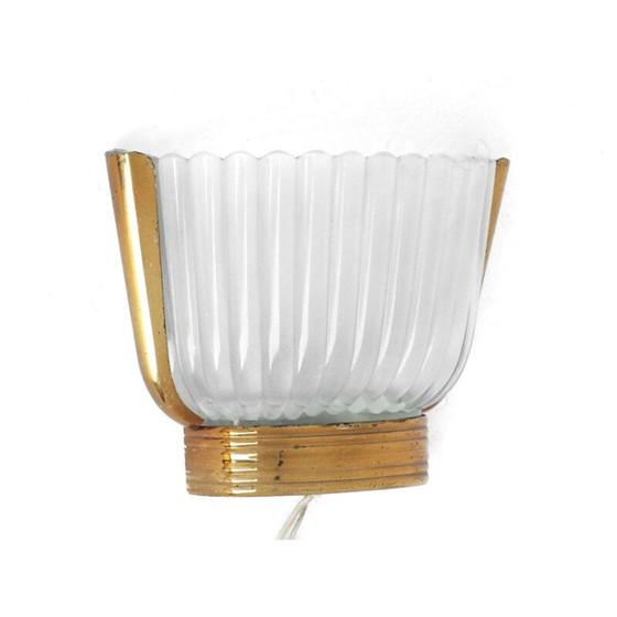 Image 1 of Wandlampe aus Glas und Messing von Seguso, 1930