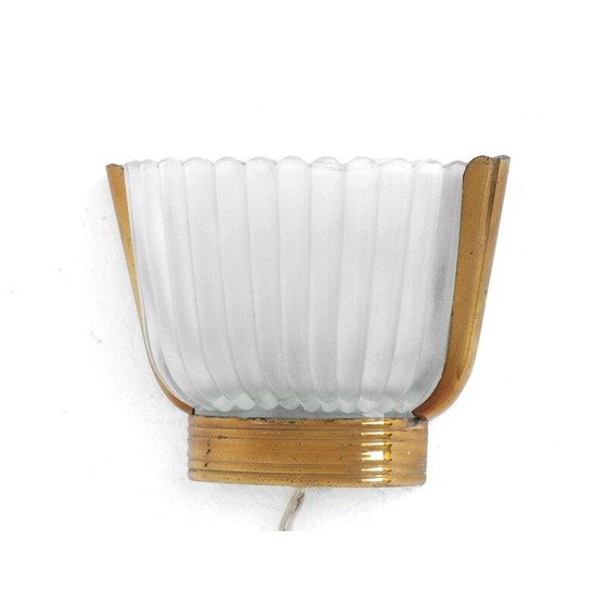 Image 1 of Wandlampe aus Glas und Messing von Seguso, 1930